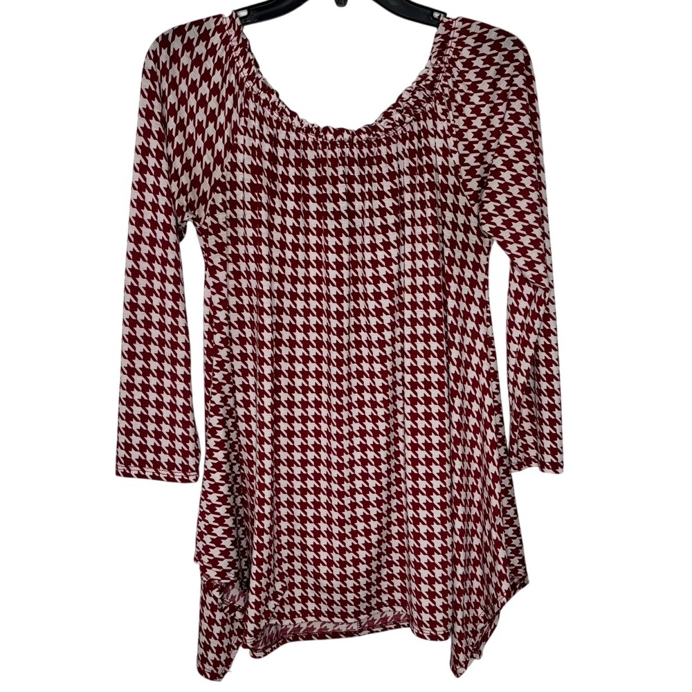 Houndstooth‎ Tunic Top Women's Small Long Sleeve